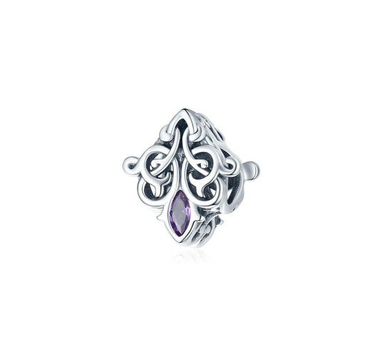 Purple Cubic Zirconia & Sterling Silver Marquise Charm