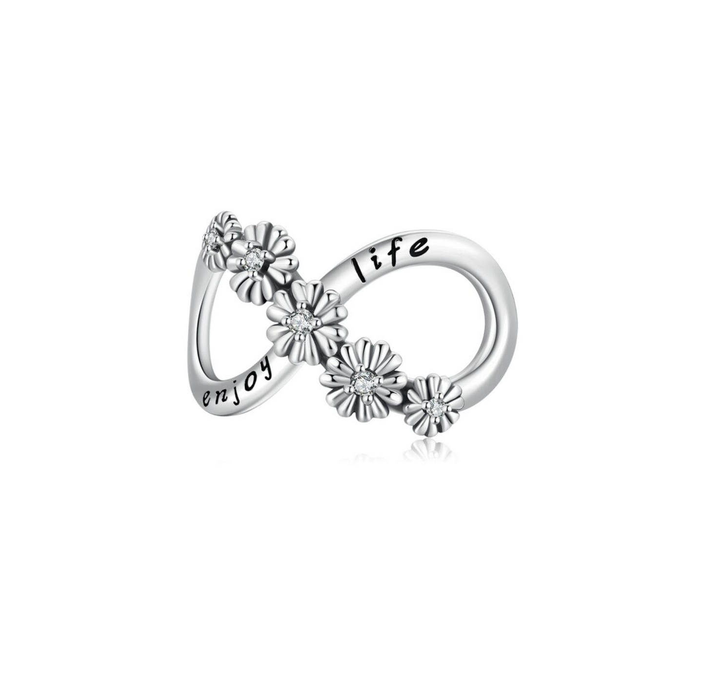 Cubic Zirconia & Sterling Silver 'Enjoy Life' Infinity Charm