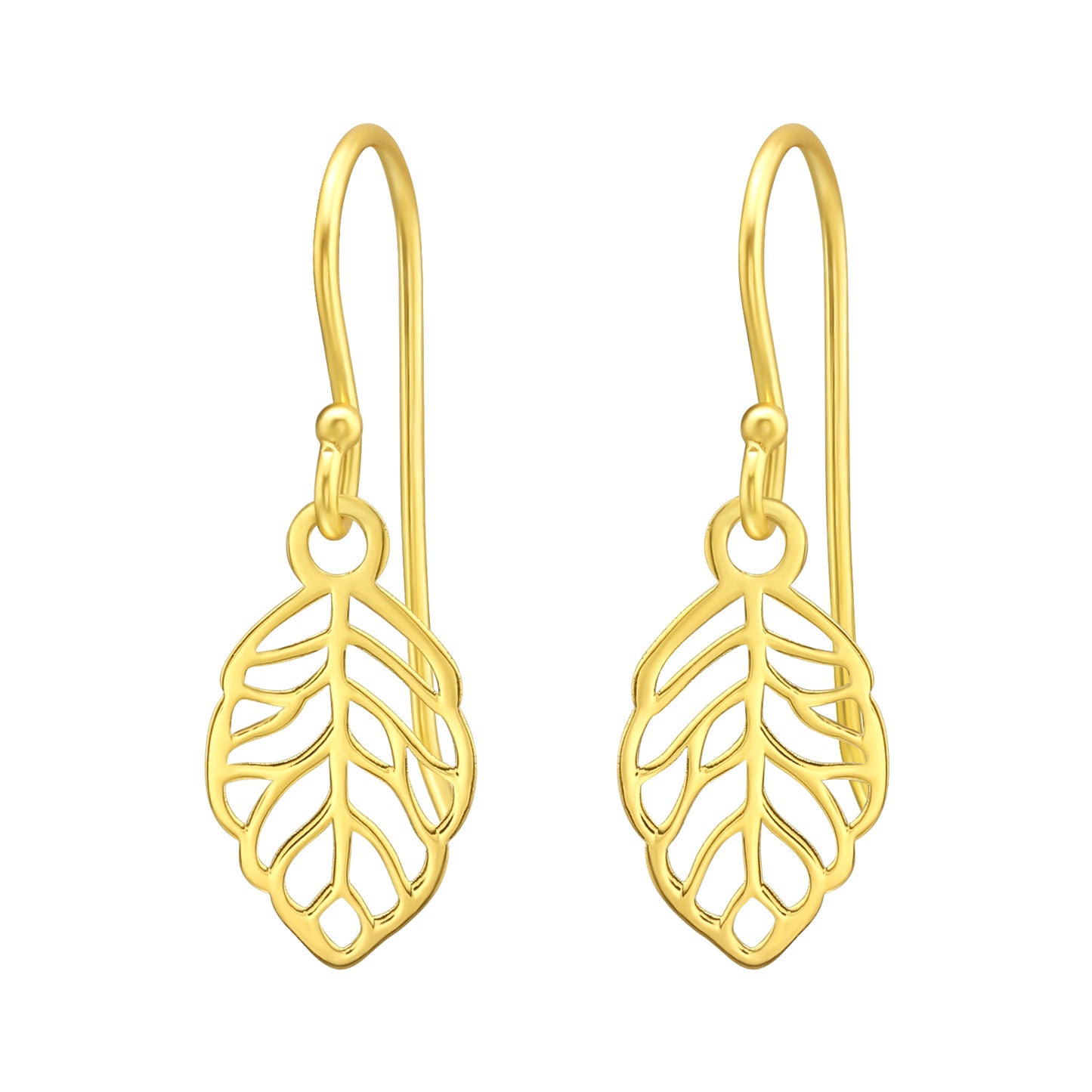 Sterling Silver 18k Gold-Plated Oak Leaf Drop Earrings