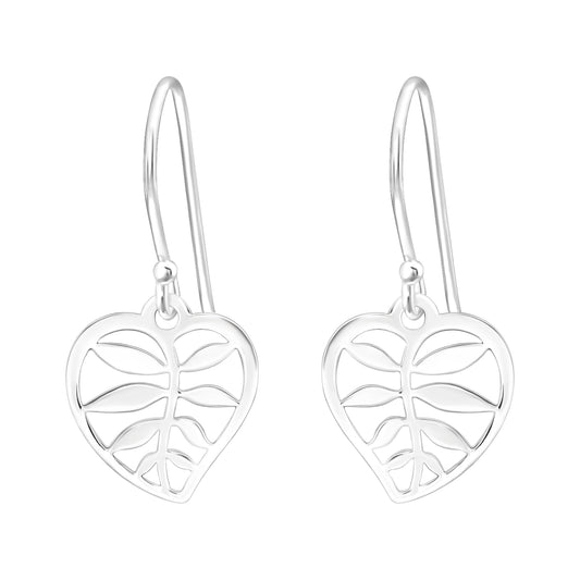 Sterling Silver Rowan Leaf Drop Earrings