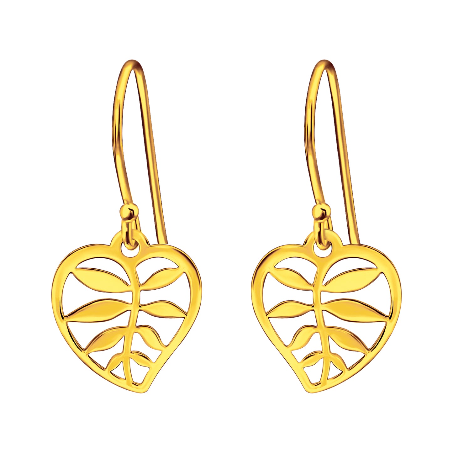 Sterling Silver 18k Gold-Plated Rowan Leaf Drop Earrings