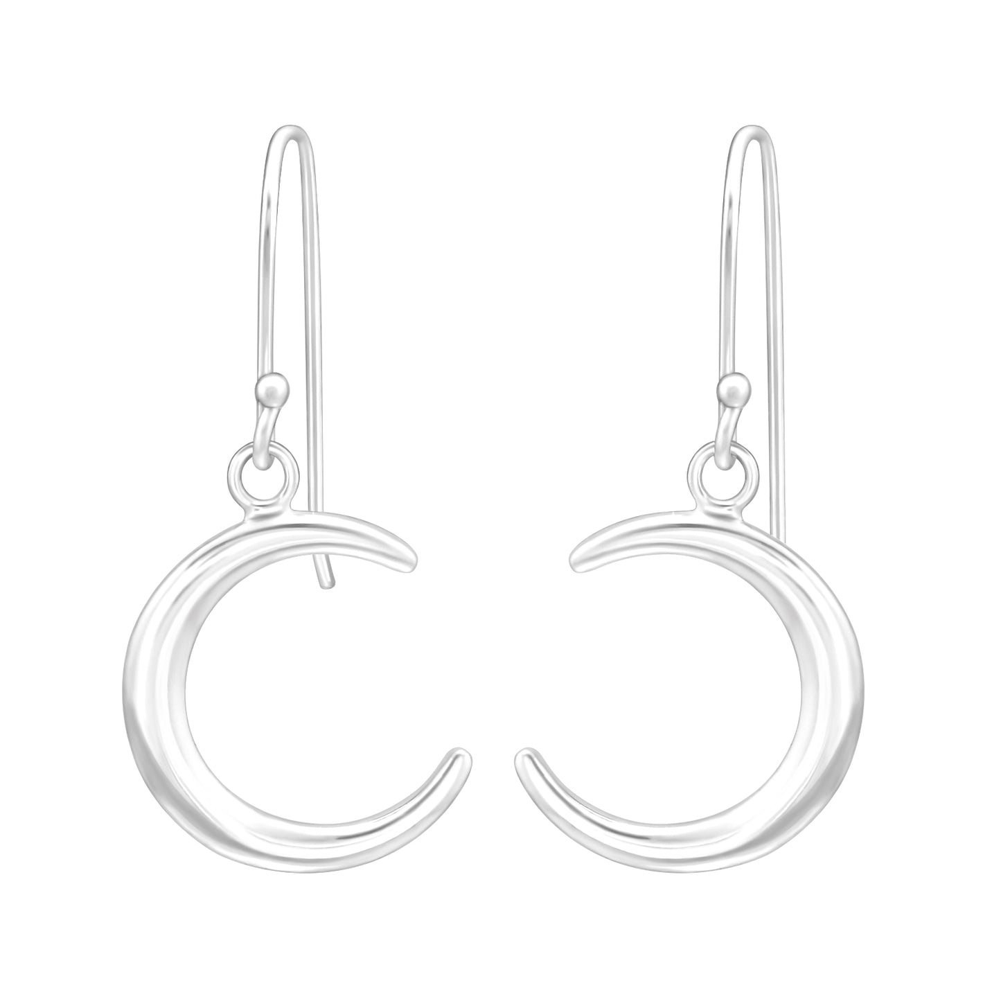 Sterling Silver Crescent Moon Drop Earrings