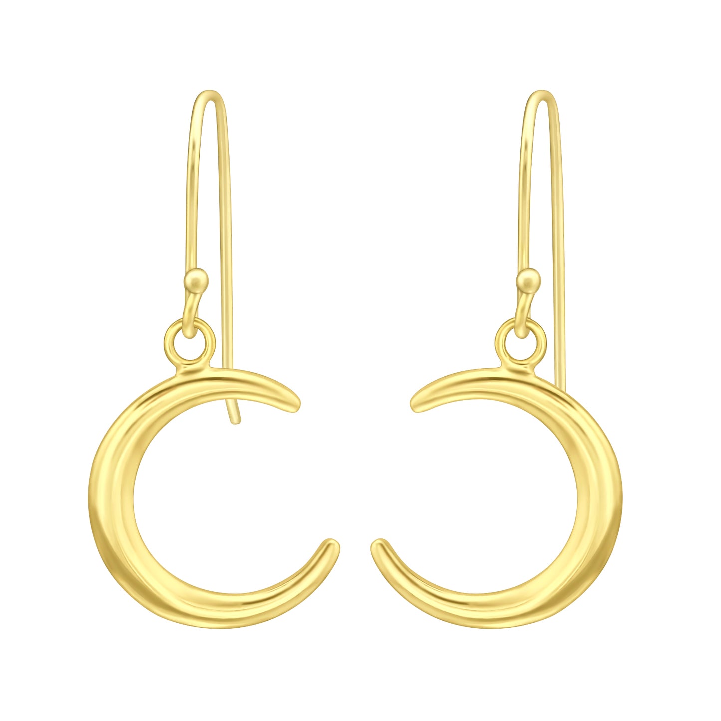 Sterling Silver 18k Gold-Plated Crescent Moon Drop Earrings