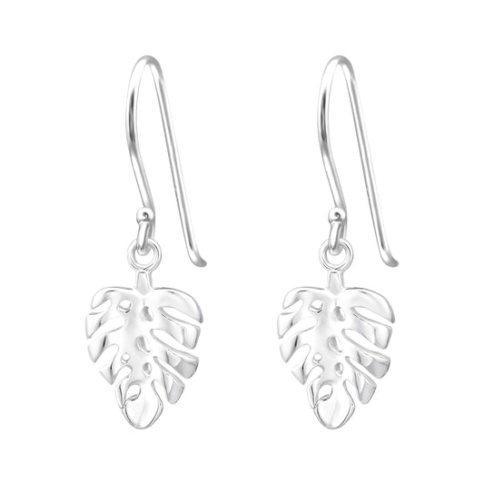 Sterling Silver Palm Leaf Drop Earrings