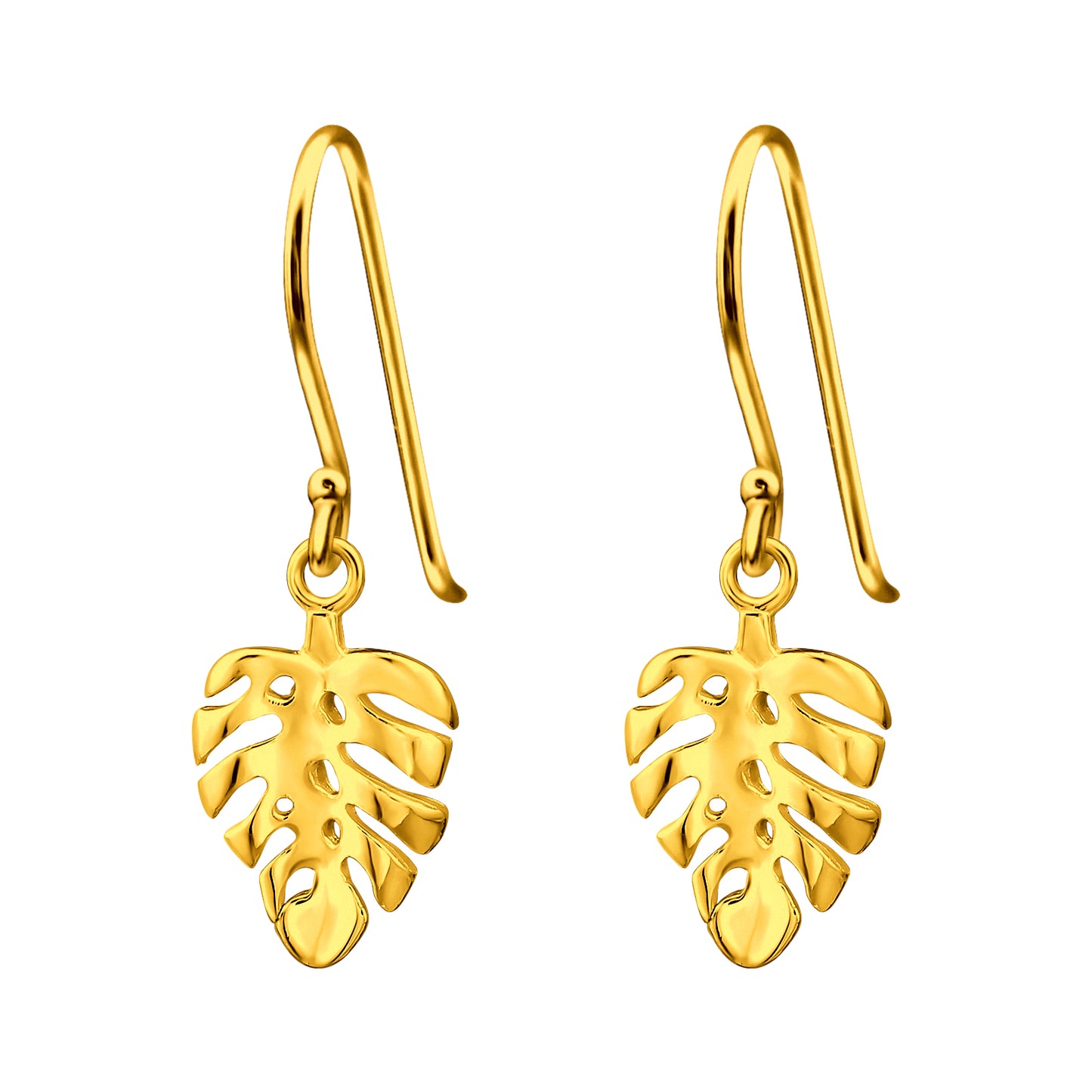 Sterling Silver 18k Gold-Plated Monstera Leaf Drop Earrings