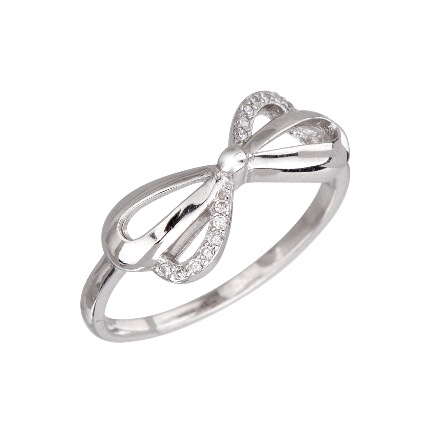 Cubic Zirconia & Sterling Silver Bow Ring