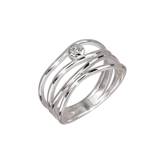 Cubic Zirconia & Sterling Silver Multi-Band Ring