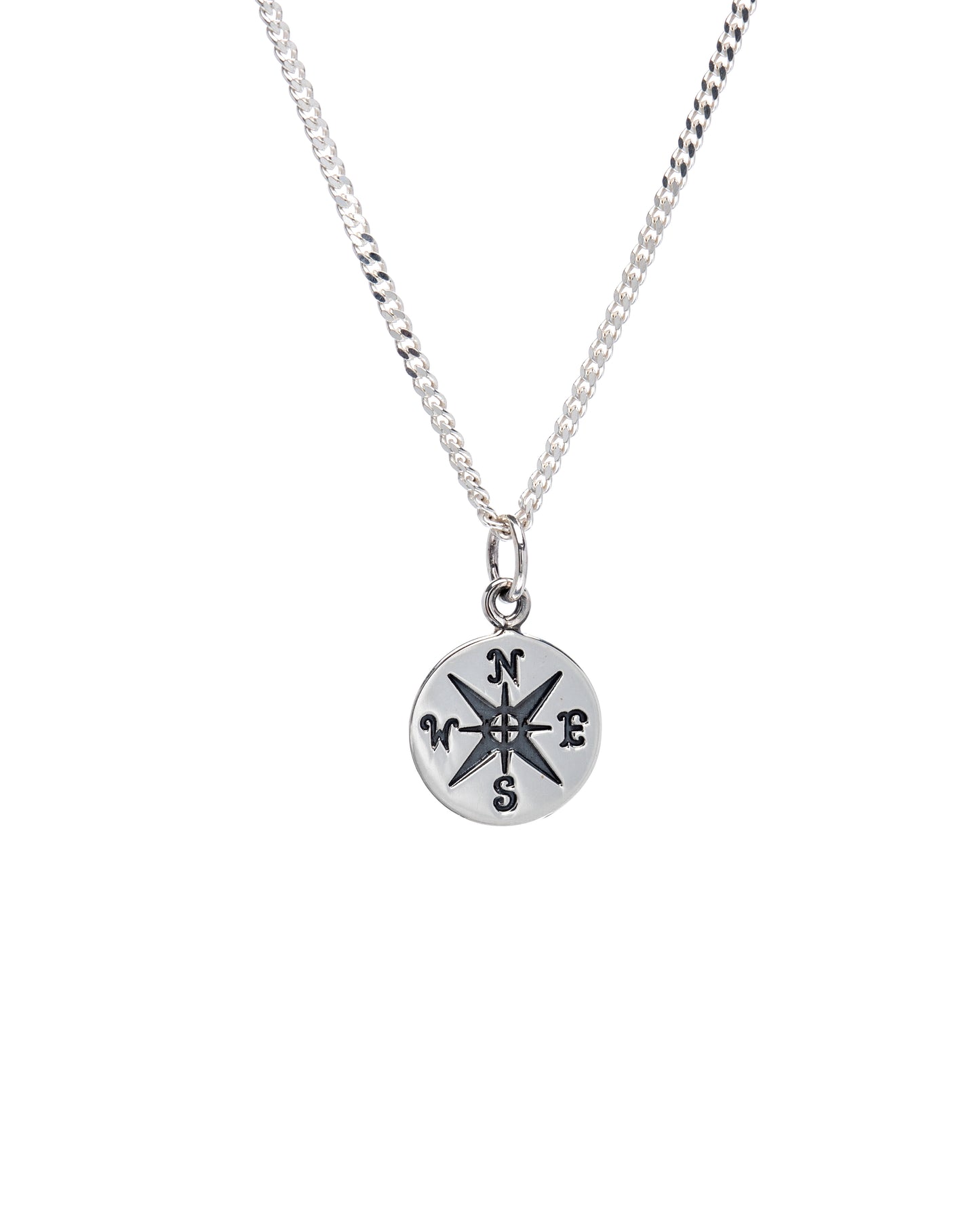 Sterling Silver Dainty Compass Pendant Necklace