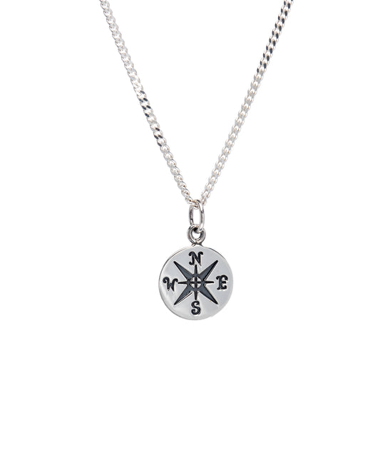 Sterling Silver Dainty Compass Pendant Necklace