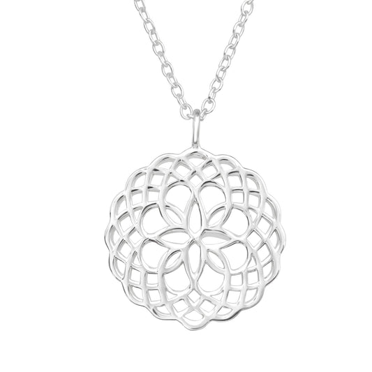 Sterling Silver Lotus Flower Pendant Necklace