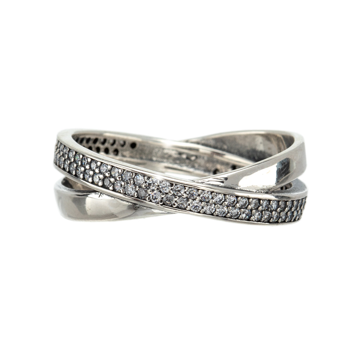 Sterling Silver & Cubic Zirconia Pave Crossover Ring