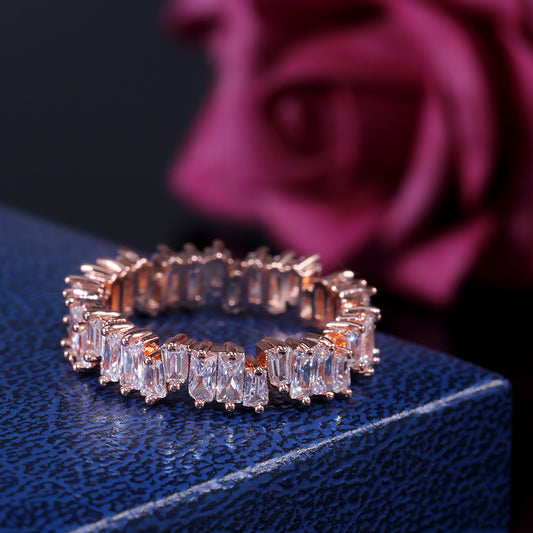 Rose Goldtone Cubic Zirconia Baguette Ring