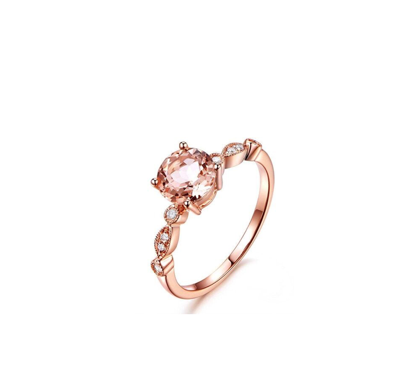 Rose Goldtone & Light Pink Circular CZ Ring