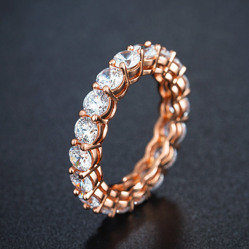 Rose Gold Tone Cubic Zirconia Eternity Band