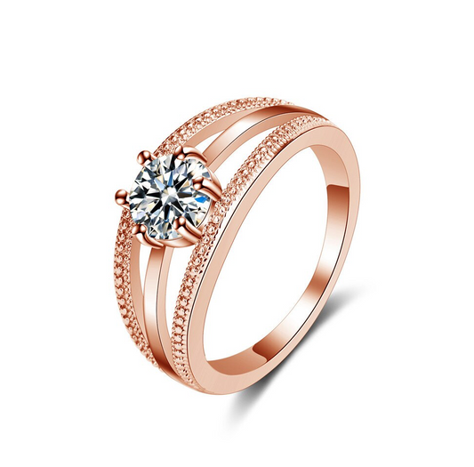 Rose Gold Tone Cubic Zirconia Multi Band Ring