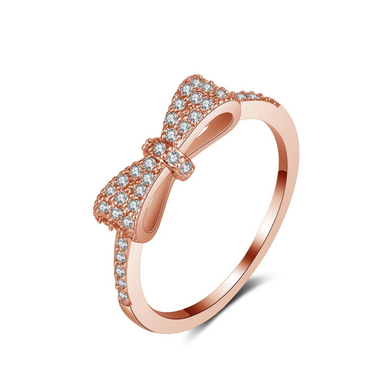 Rose Goldtone Cubic Zirconia Pave Bow Ring