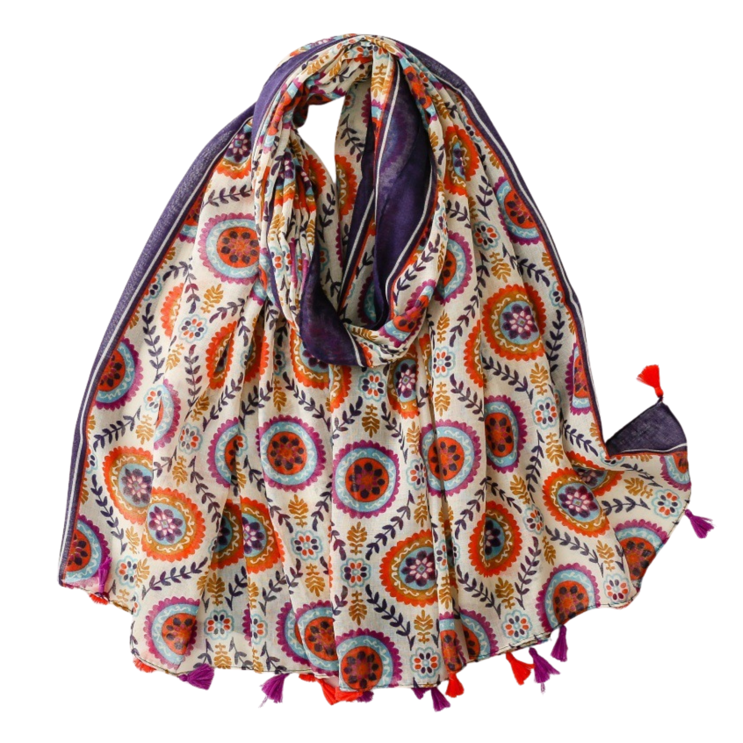 Bohemian Medallion Tassel Scarf