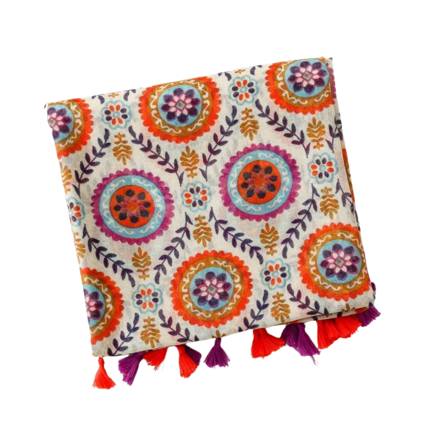 Bohemian Medallion Tassel Scarf