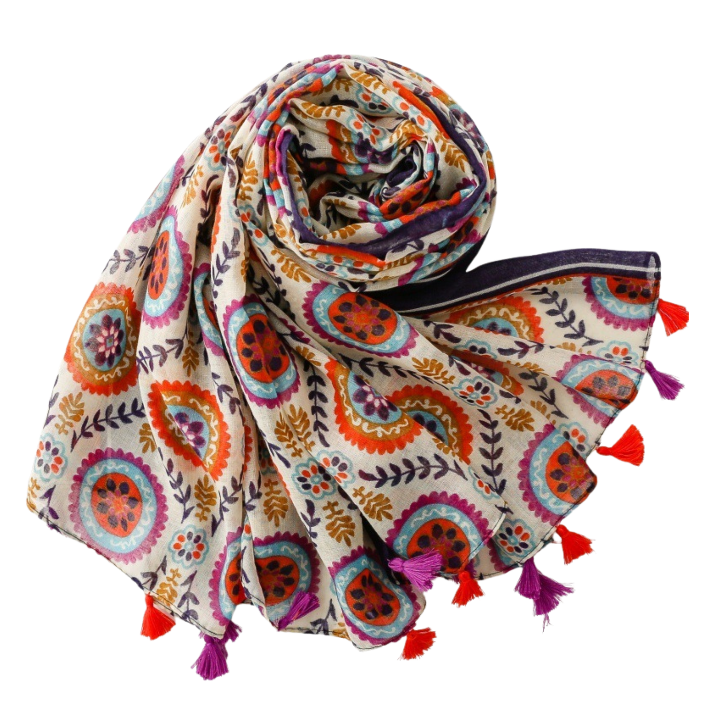 Bohemian Medallion Tassel Scarf