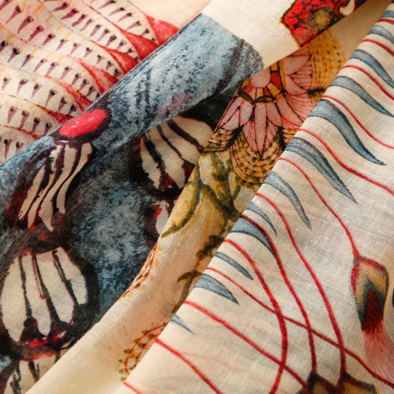 Butterfly Collage Tassel Scarf