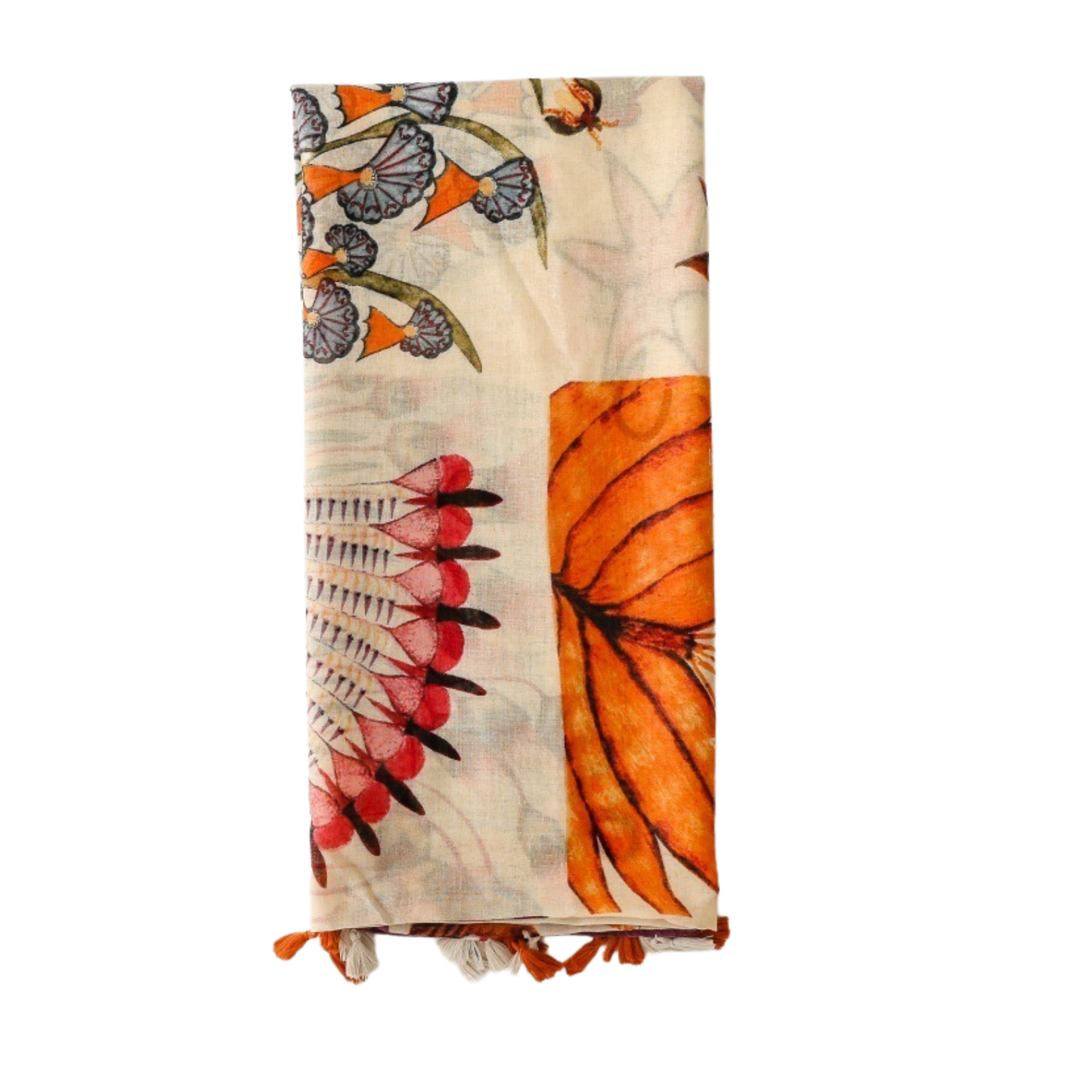 Butterfly Collage Tassel Scarf