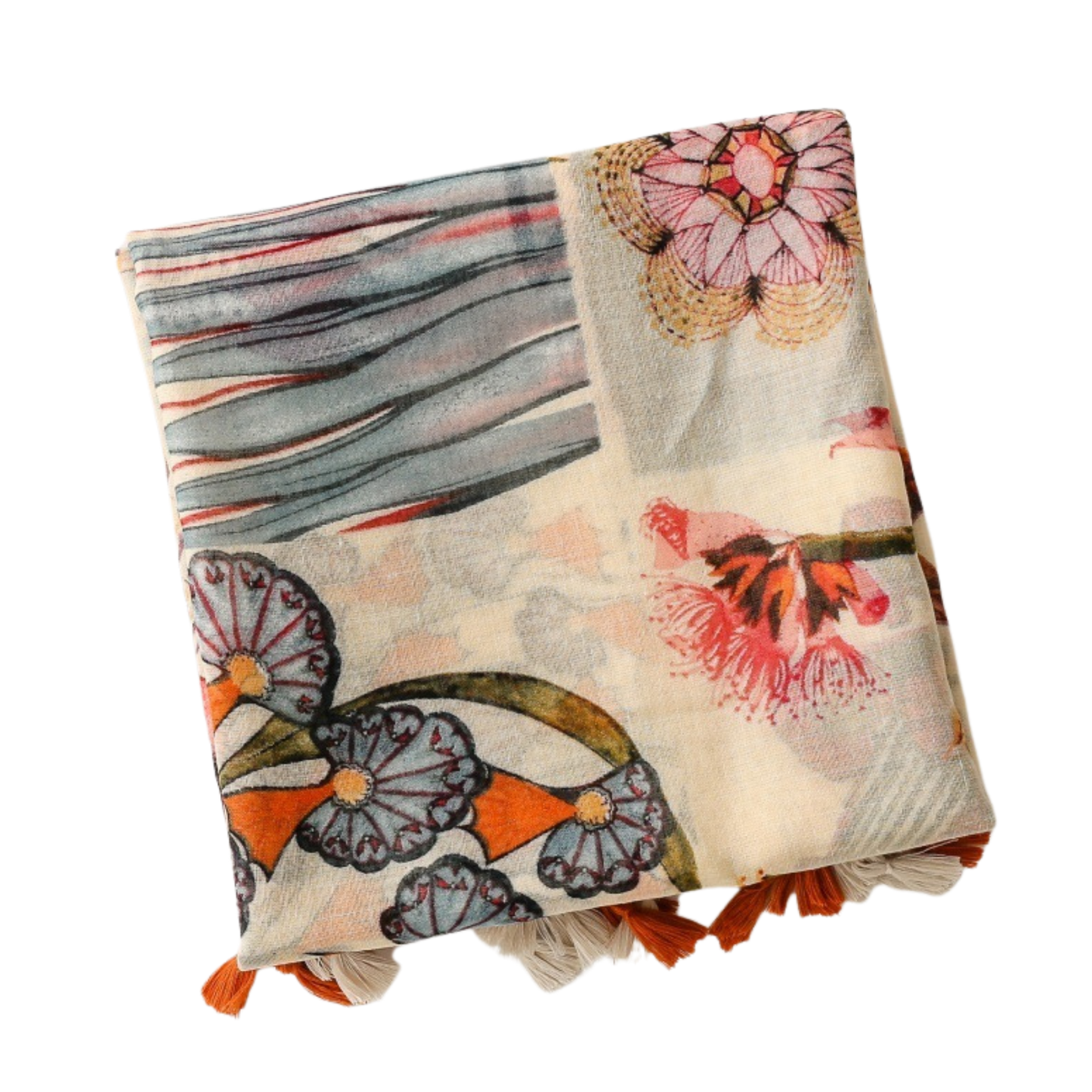 Butterfly Collage Tassel Scarf
