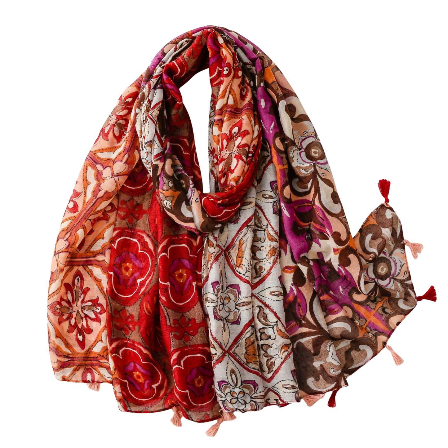 Jewel Mosaic Tassel Scarf