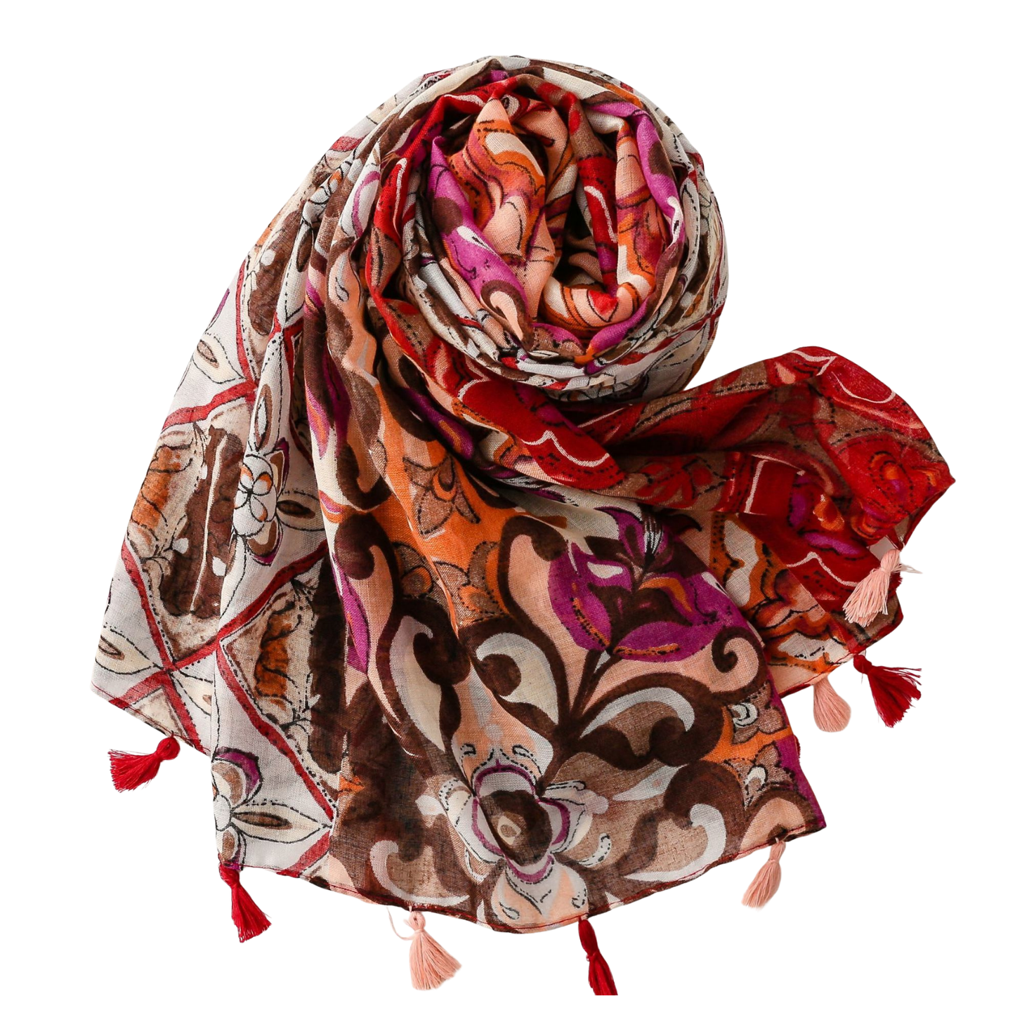 Jewel Mosaic Tassel Scarf