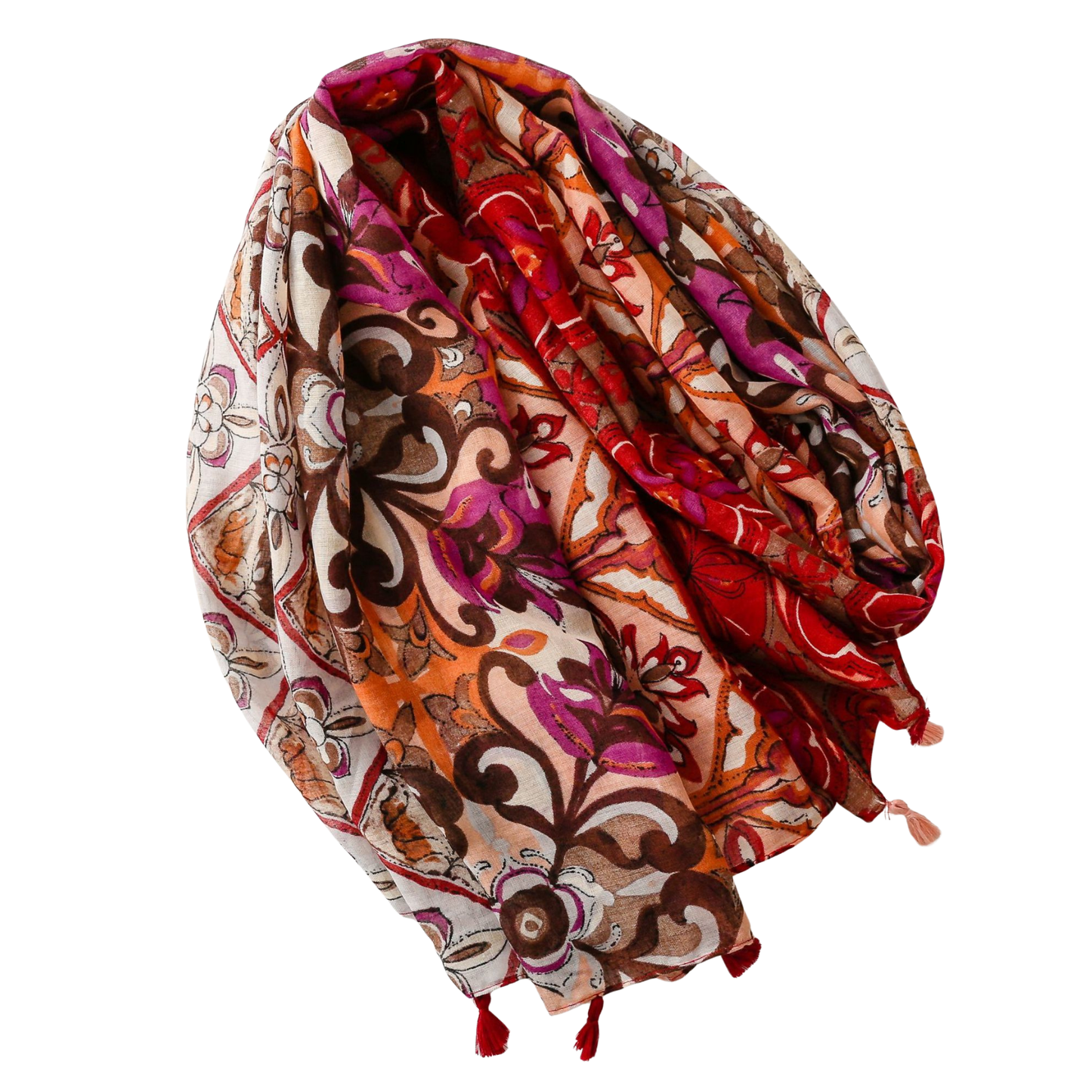 Jewel Mosaic Tassel Scarf