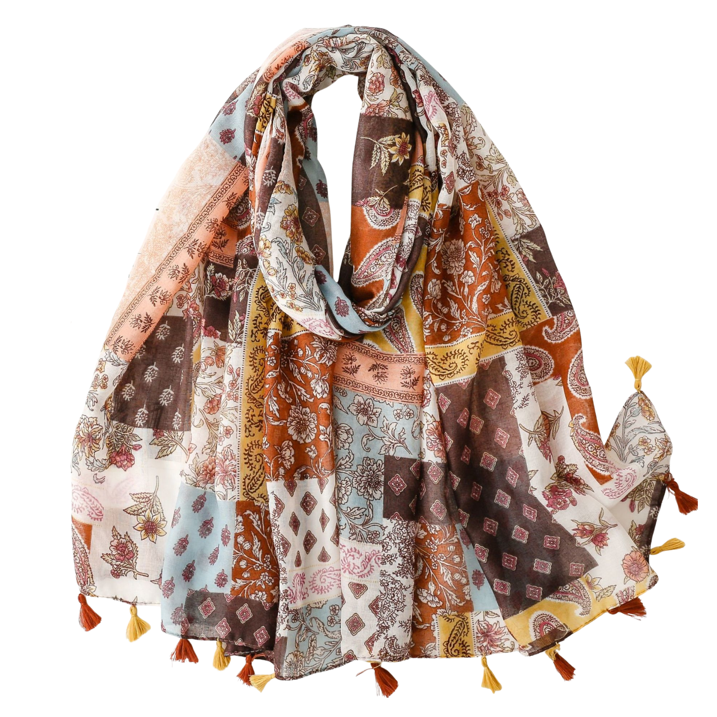 Patchwork Tassel Scarf