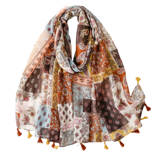 Patchwork Tassel Scarf