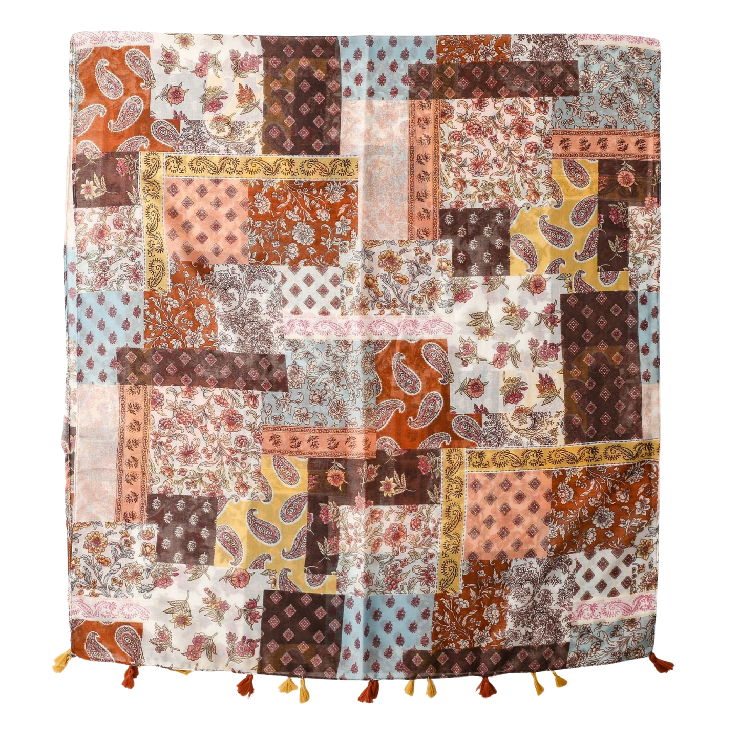 Patchwork Tassel Scarf