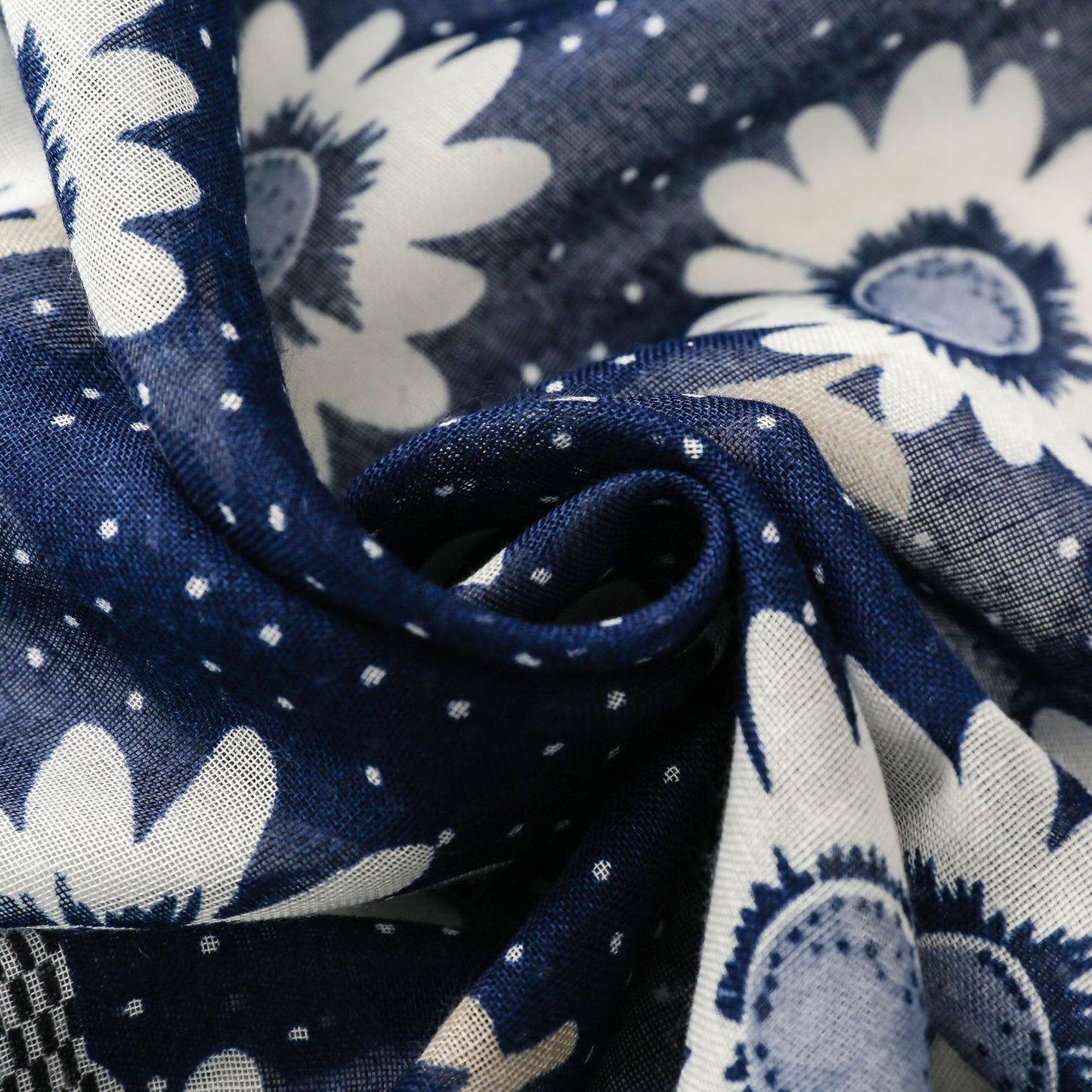 Midnight Daisy Tassel Scarf