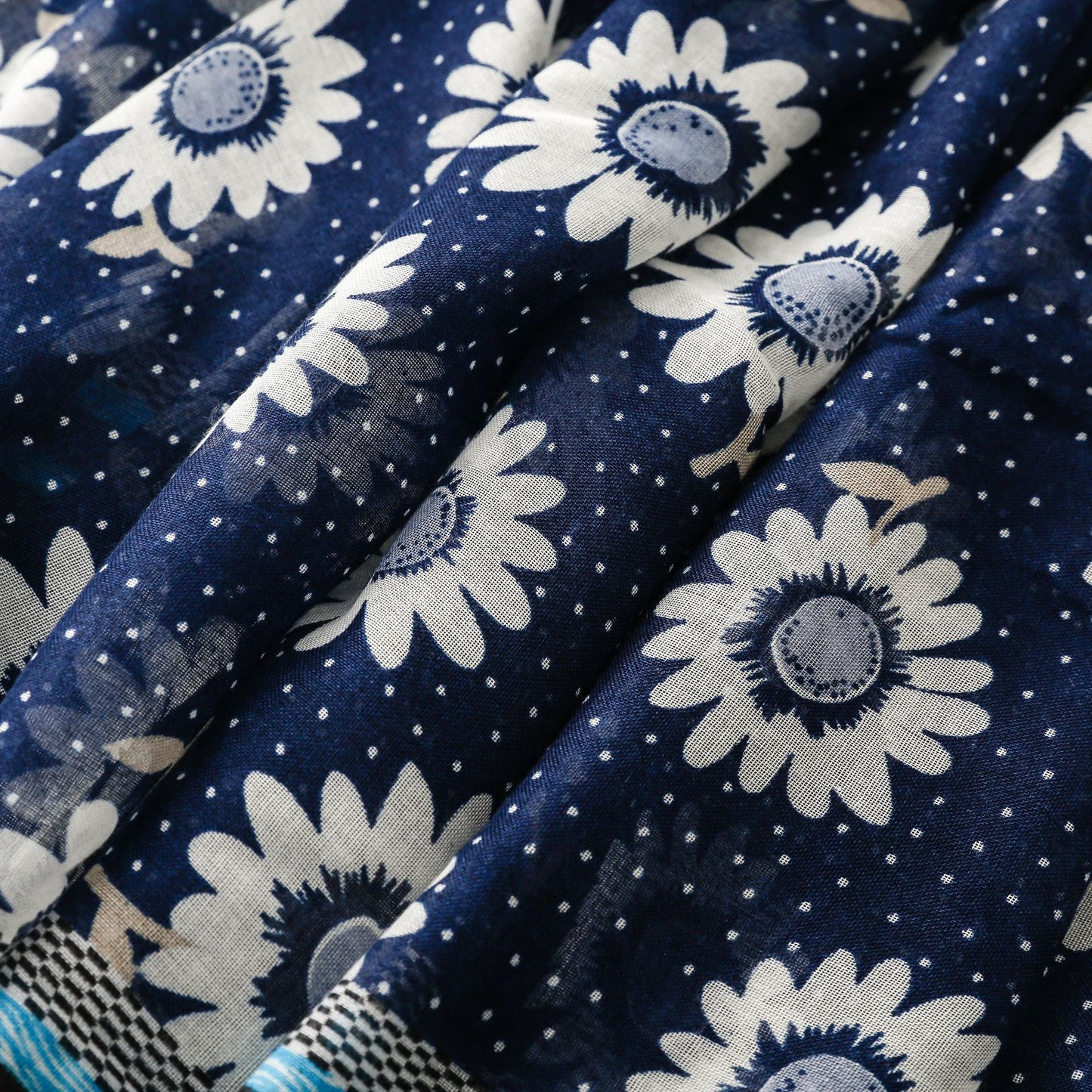 Midnight Daisy Tassel Scarf