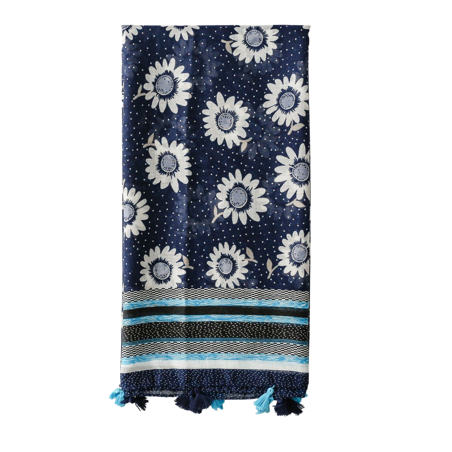 Midnight Daisy Tassel Scarf