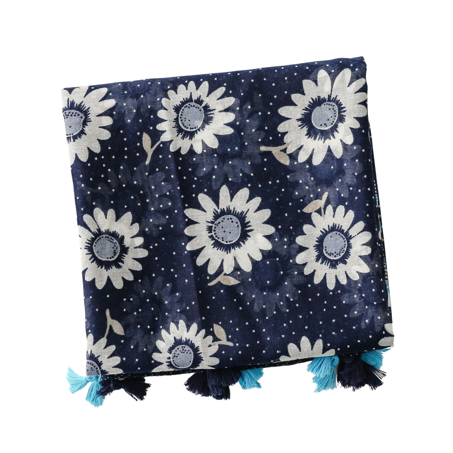 Midnight Daisy Tassel Scarf