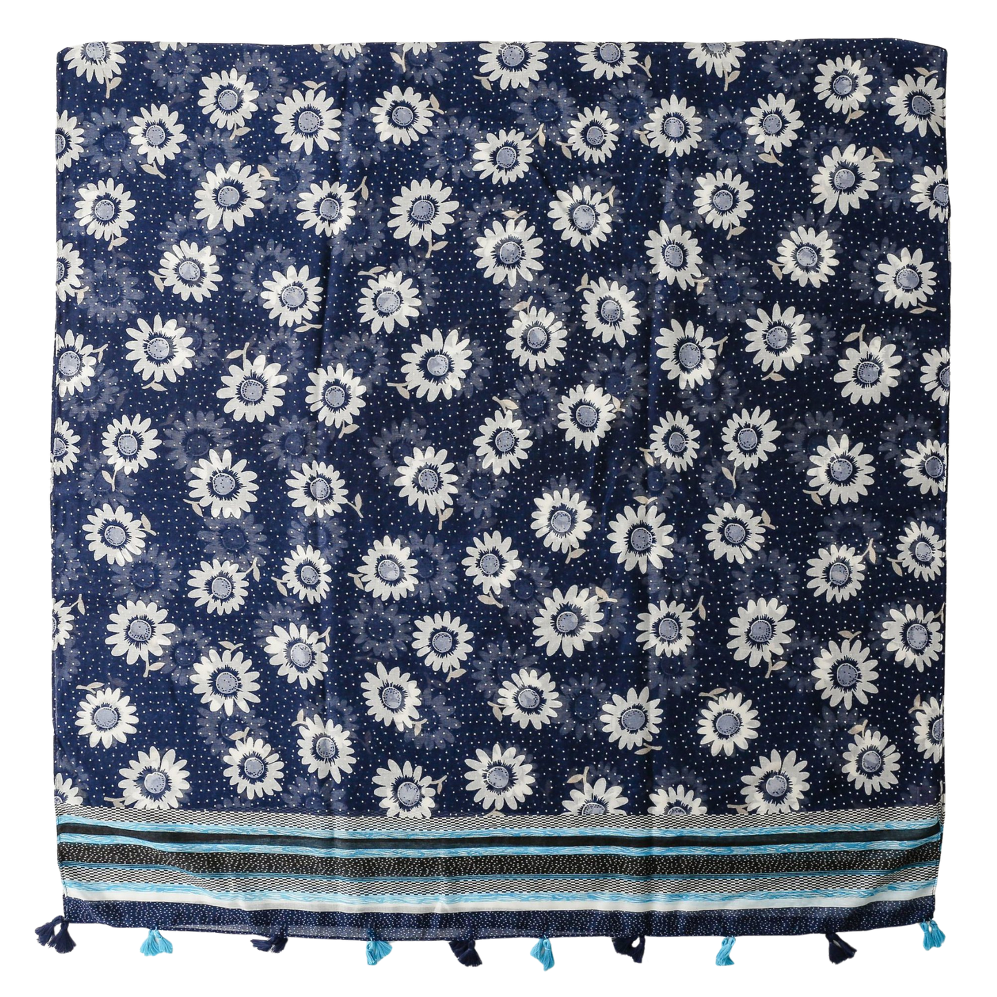 Midnight Daisy Tassel Scarf