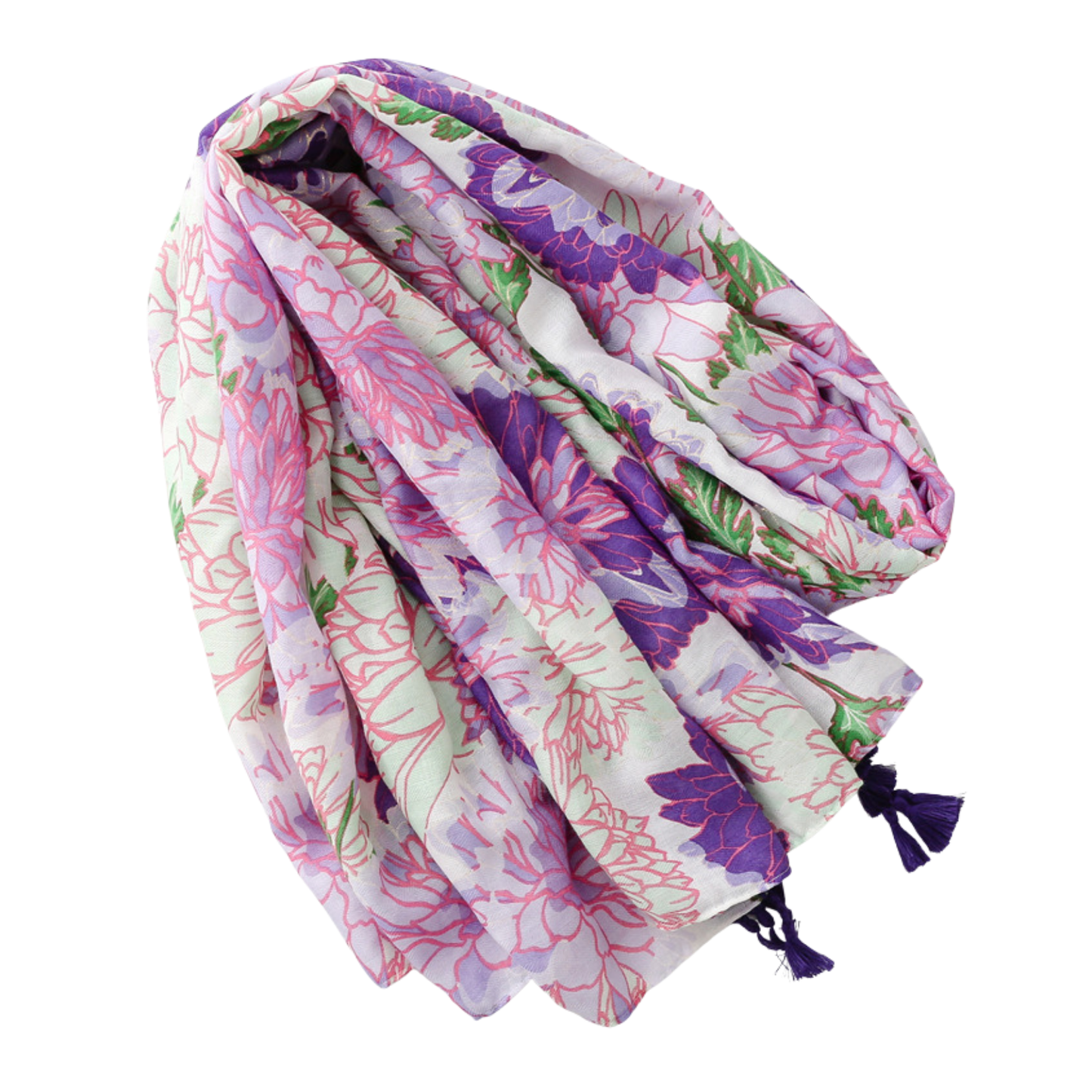 Purple Peony Tassel Scarf