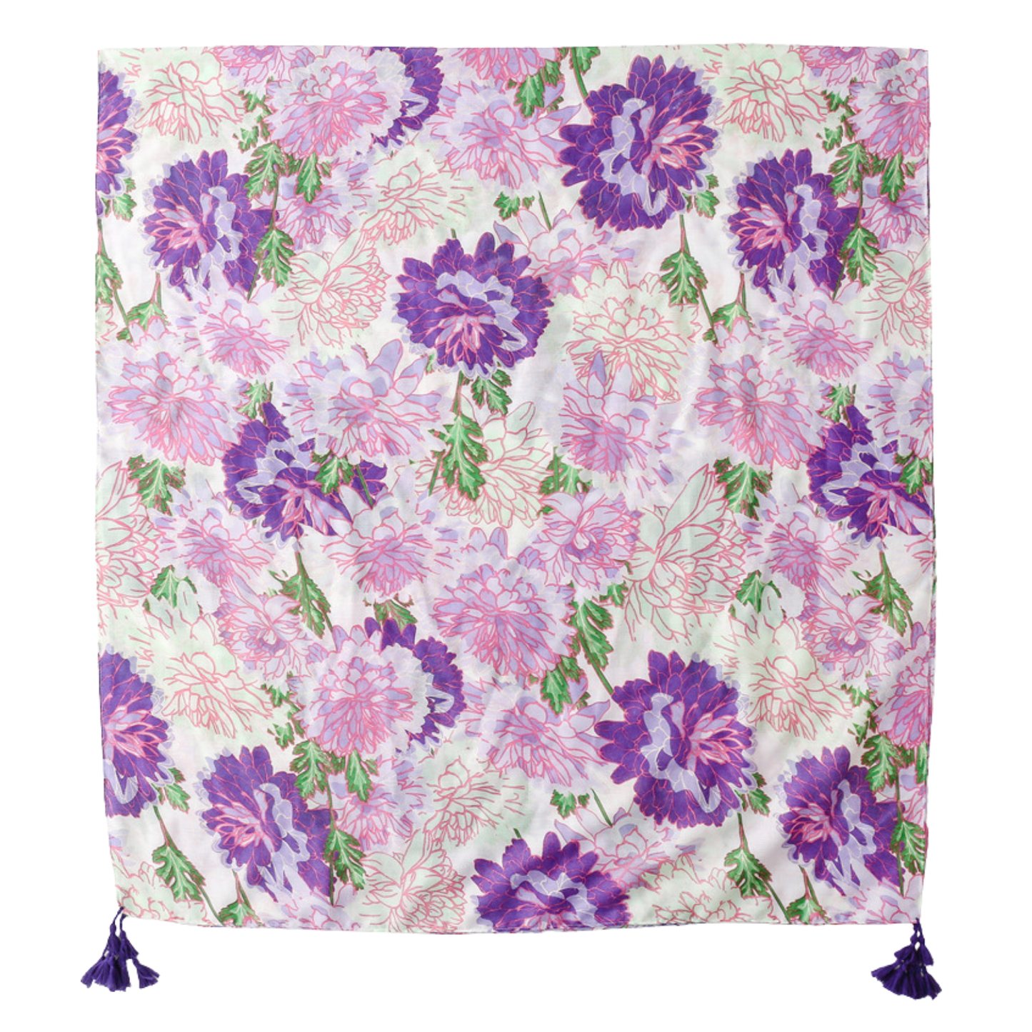 Purple Peony Tassel Scarf