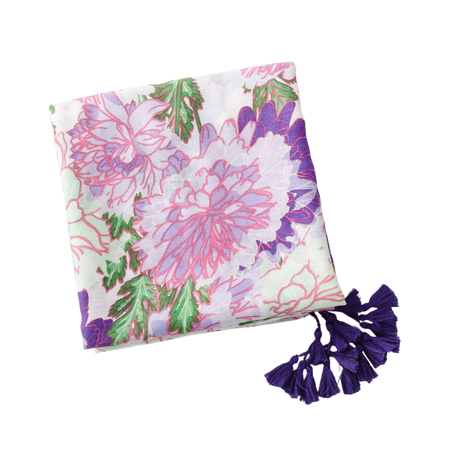 Purple Peony Tassel Scarf