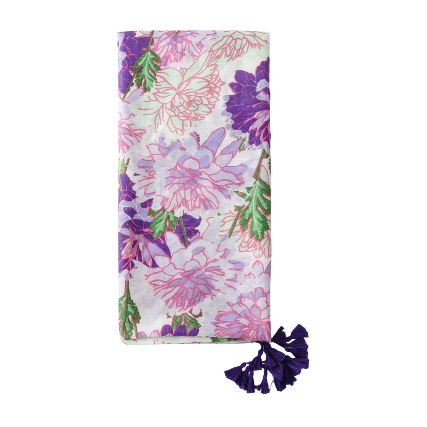 Purple Peony Tassel Scarf