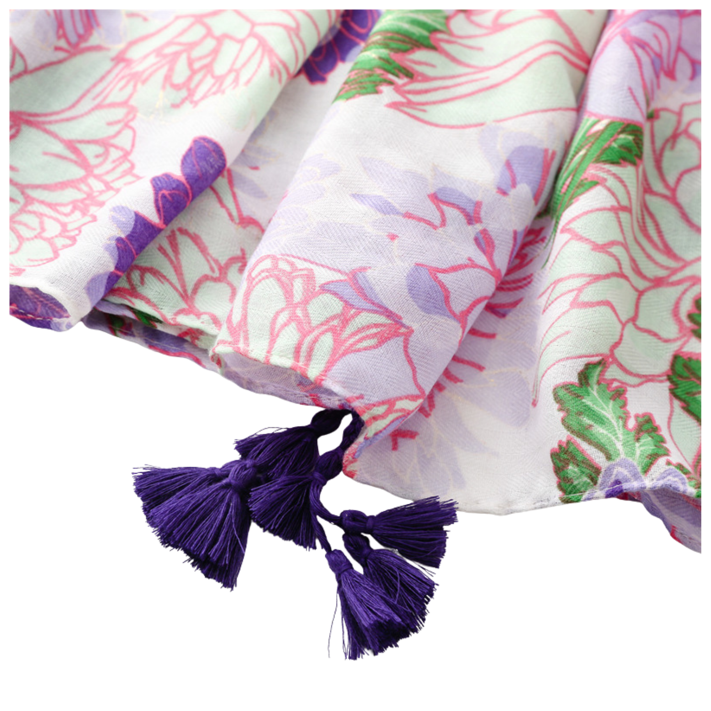 Purple Peony Tassel Scarf