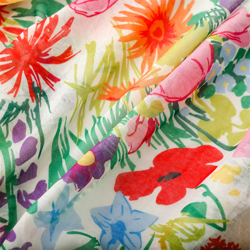 Painted Garden Tassel Scarf