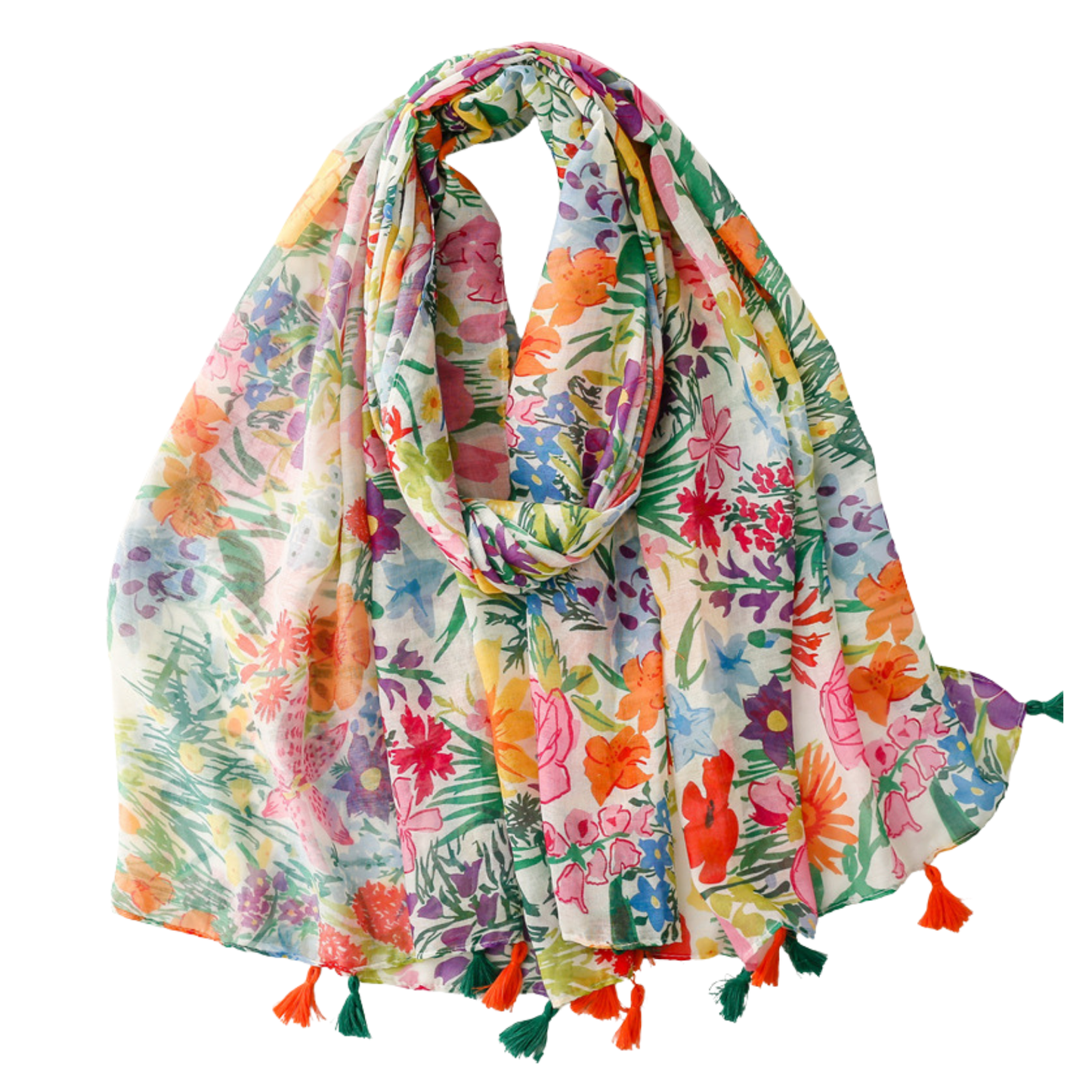 Painted Garden Tassel Scarf