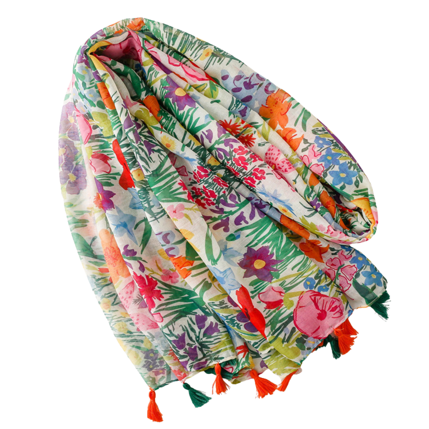 Painted Garden Tassel Scarf