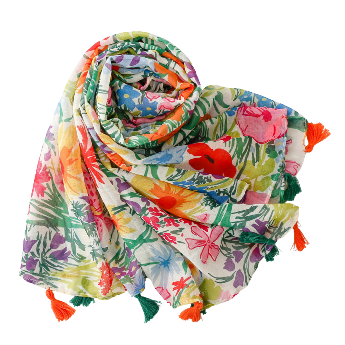 Painted Garden Tassel Scarf
