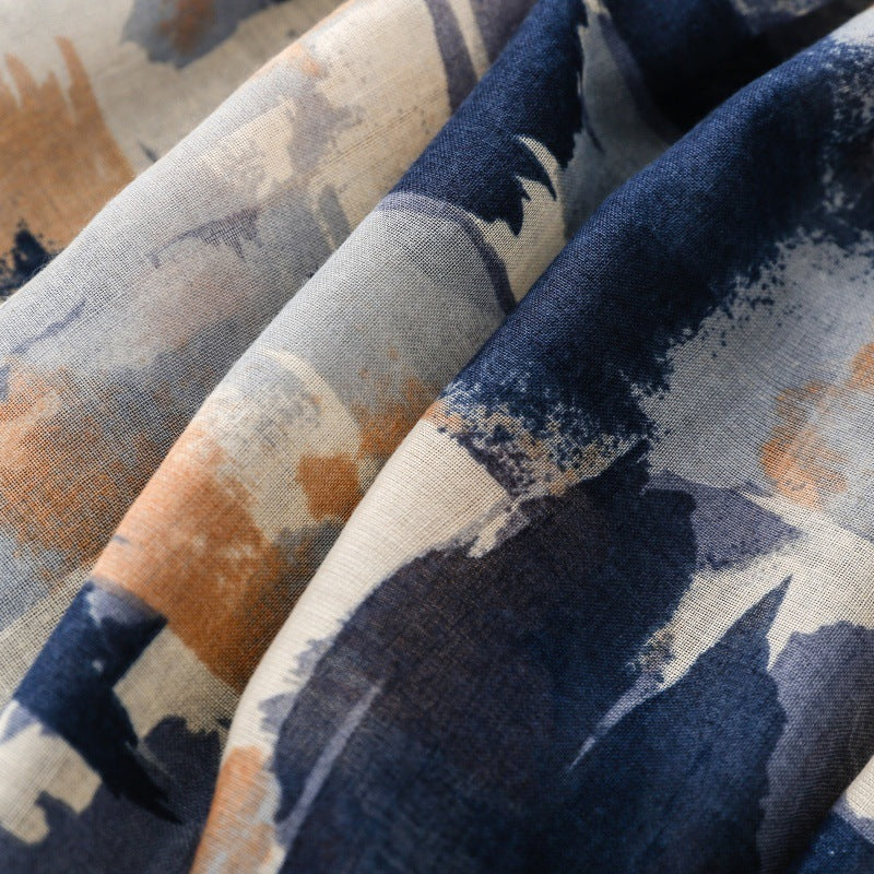 Midnight Brushstroke Tassel Scarf