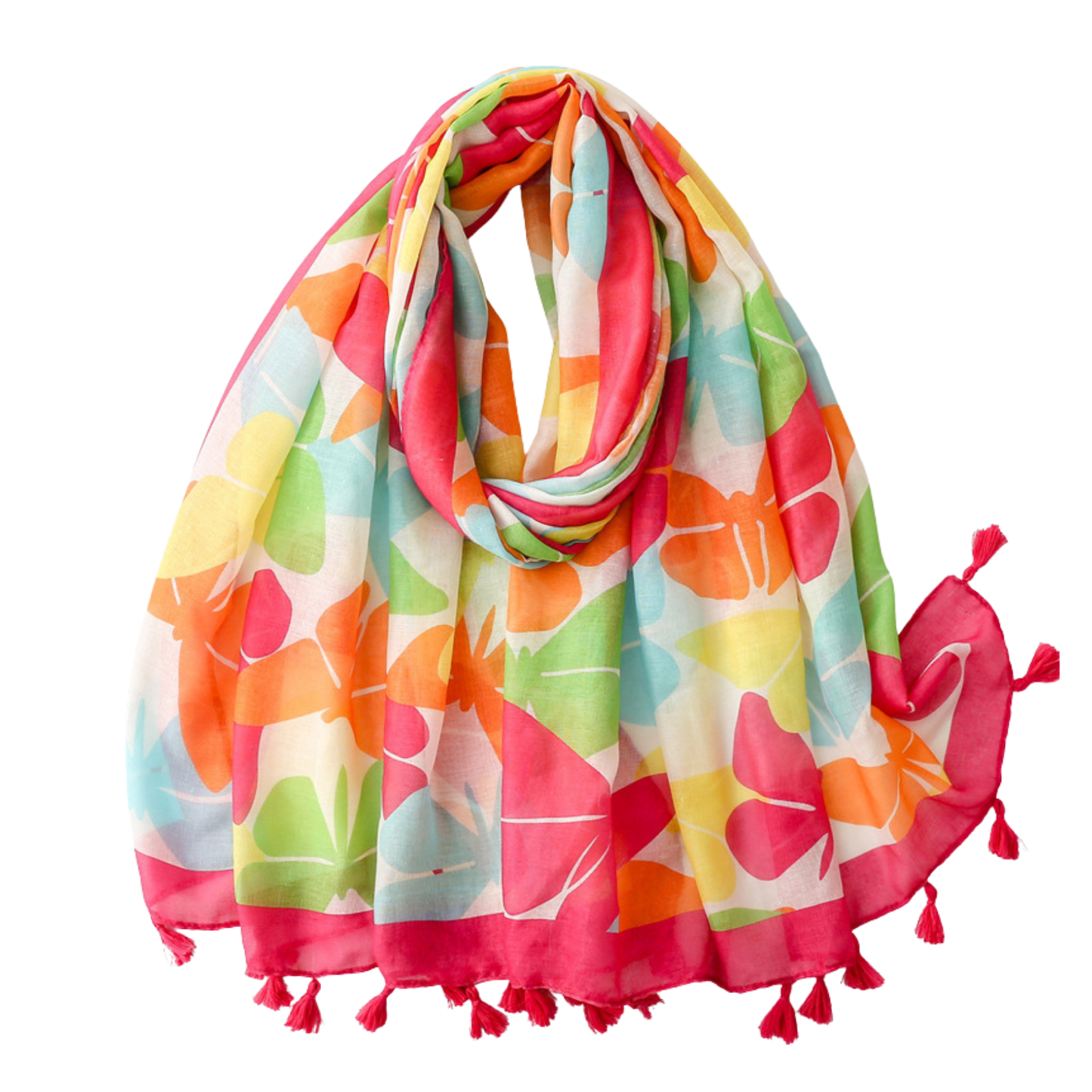 Tropical Butterfly Tassel Scarf