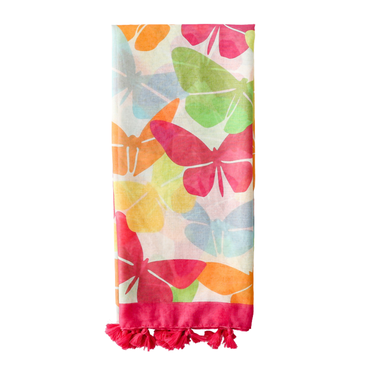 Tropical Butterfly Tassel Scarf