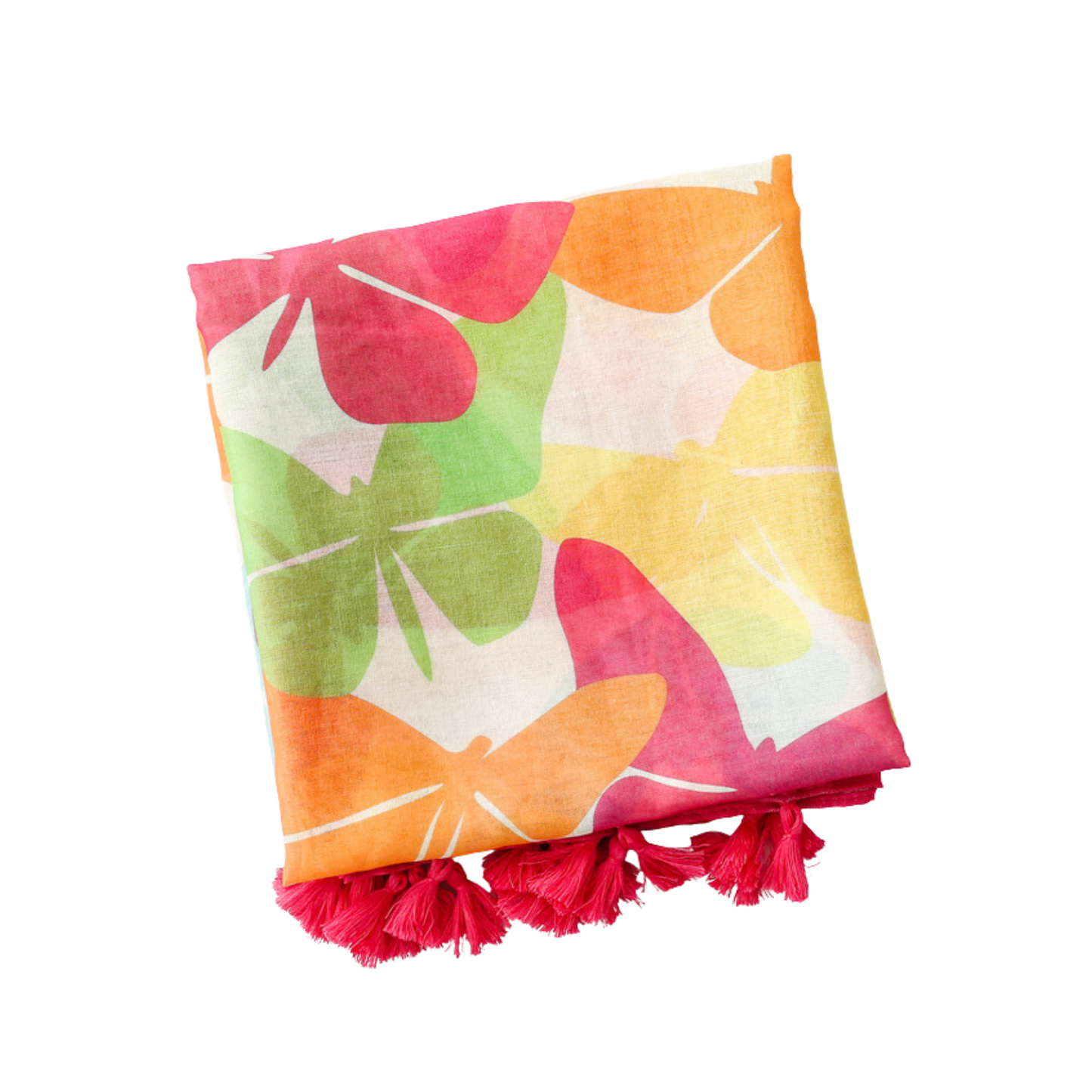 Tropical Butterfly Tassel Scarf